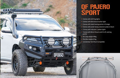 PIAK Pajero Sport QF Elite Post Bar Orange tow points, Black Under Body Protect