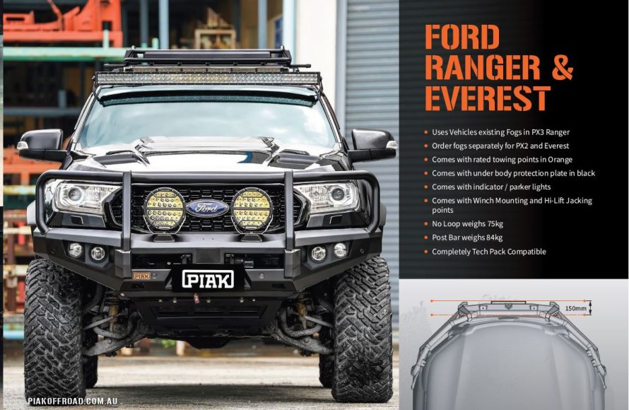 PIAK Ford Ranger and Everest No Loop Orange Tow Points Black Under Body (PX2 and PX3)